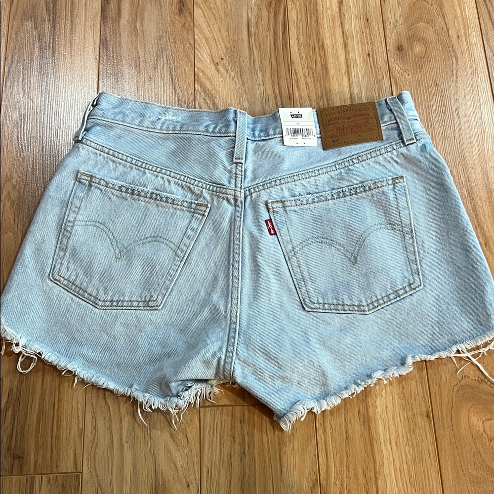 Levi’s 501 Light Blue Distressed Denim Shorts 29